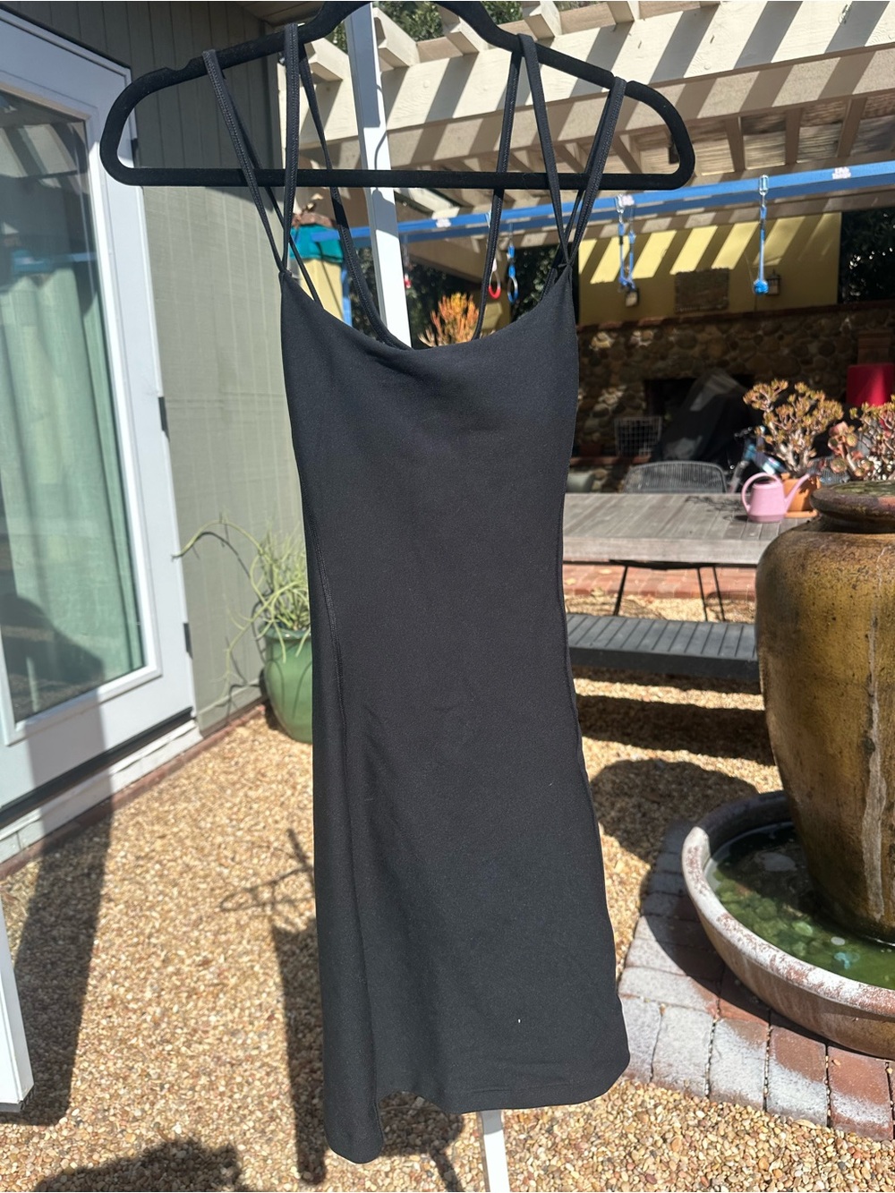 Sleek Black work out Dress with Spaghetti Straps